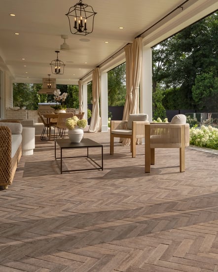 Classic herringbone patio design