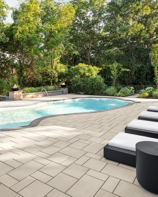 Backyard pool deck featuring Techo-Bloc's Blu 60 Smooth patio slab
