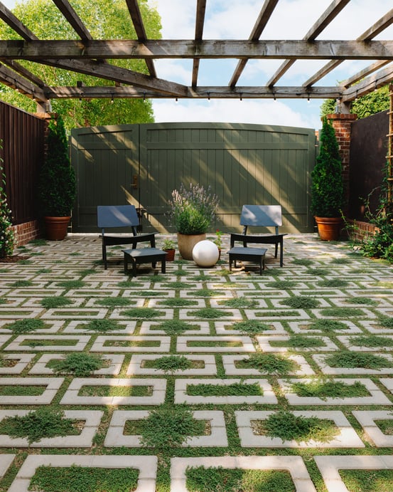 Backyard permeable pavers