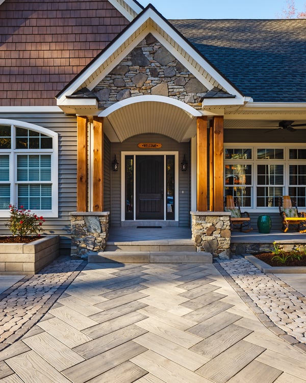 Front yard Borealis patio slabs