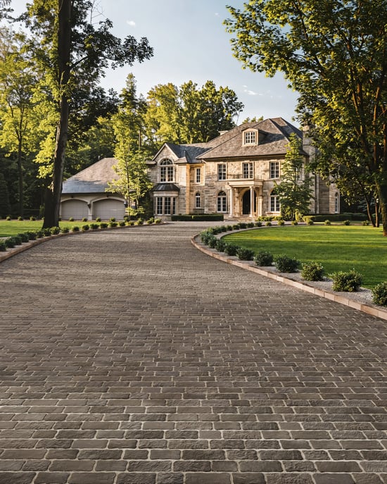 Driveway design featuring Techo-Bloc's Oxford pavers