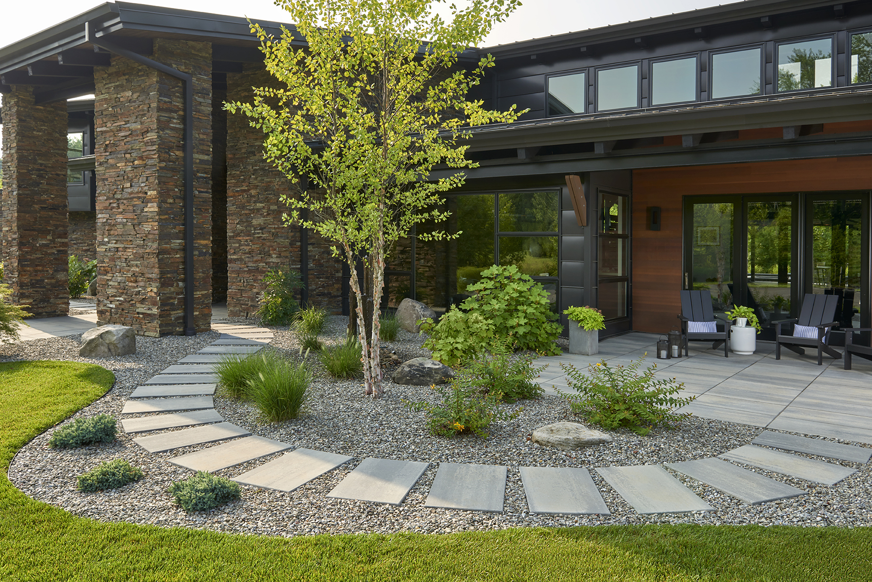 Modern landscaping rocks