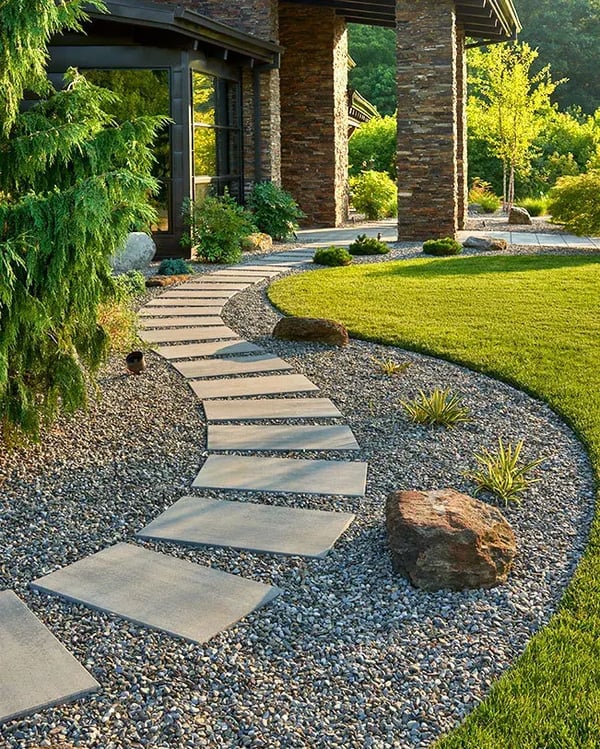 Walkway with Blu slabs 