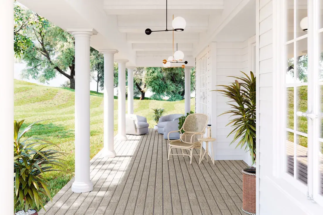 Side yard featuring Mika Pavers with seating area