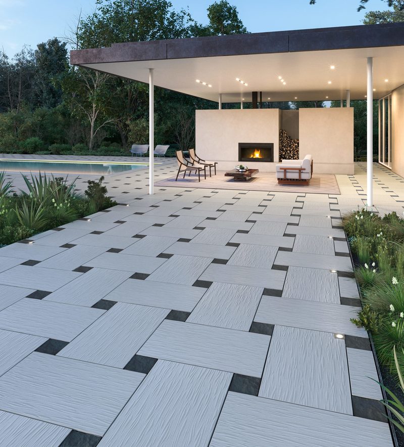 Techo-Bloc Ocean Grande slab with Valet paver accents