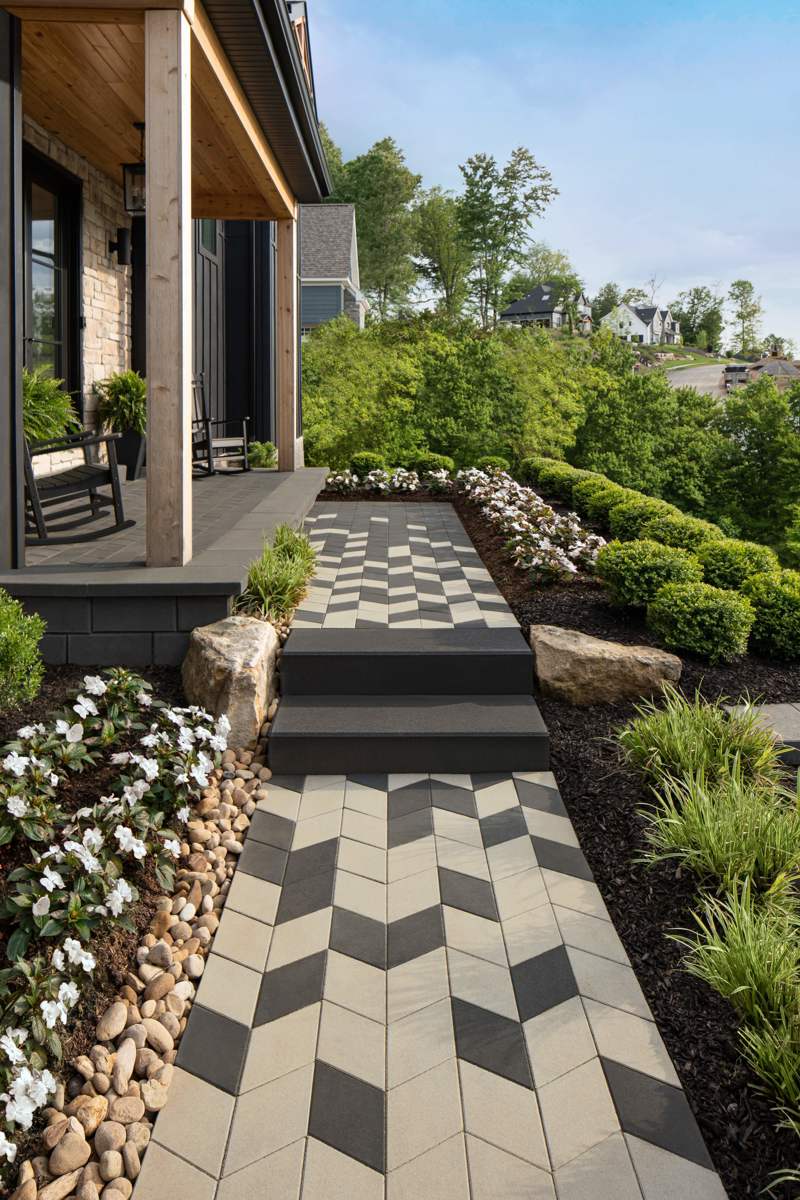 Walkway to a house featuring Diamond Pavers by Techo-Bloc